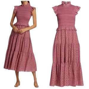 Sea New York Ingrid Eyelet Smocked Midi Dress